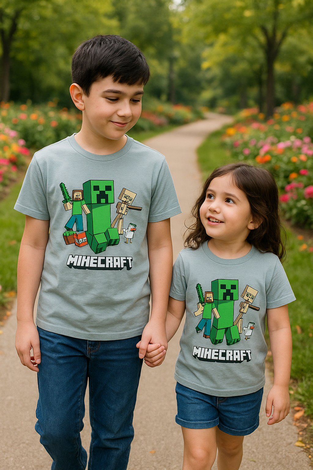 Minecraft Print Tee Colour Printed T Shirts Kids 100% Cotton Tees