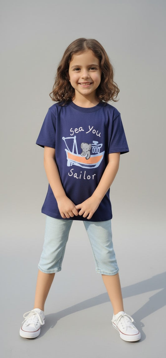Sea You Sailor Navy Colour Tee Kids 100% Cotton T Shirts
