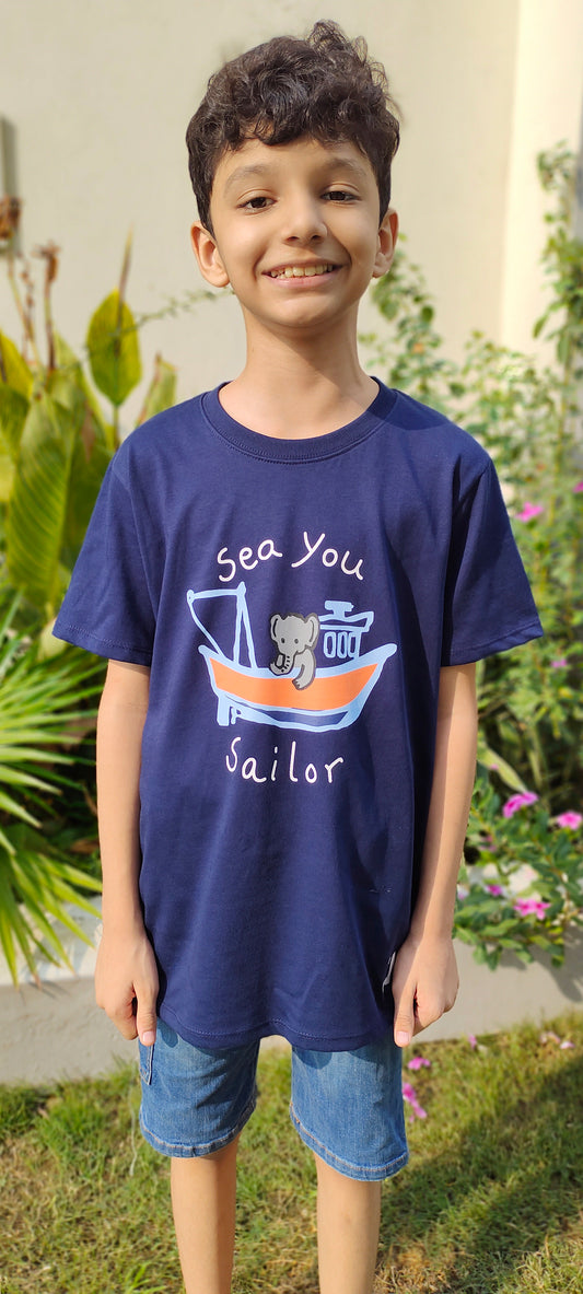 Sea You Sailor Navy Colour Tee Kids 100% Cotton T Shirts