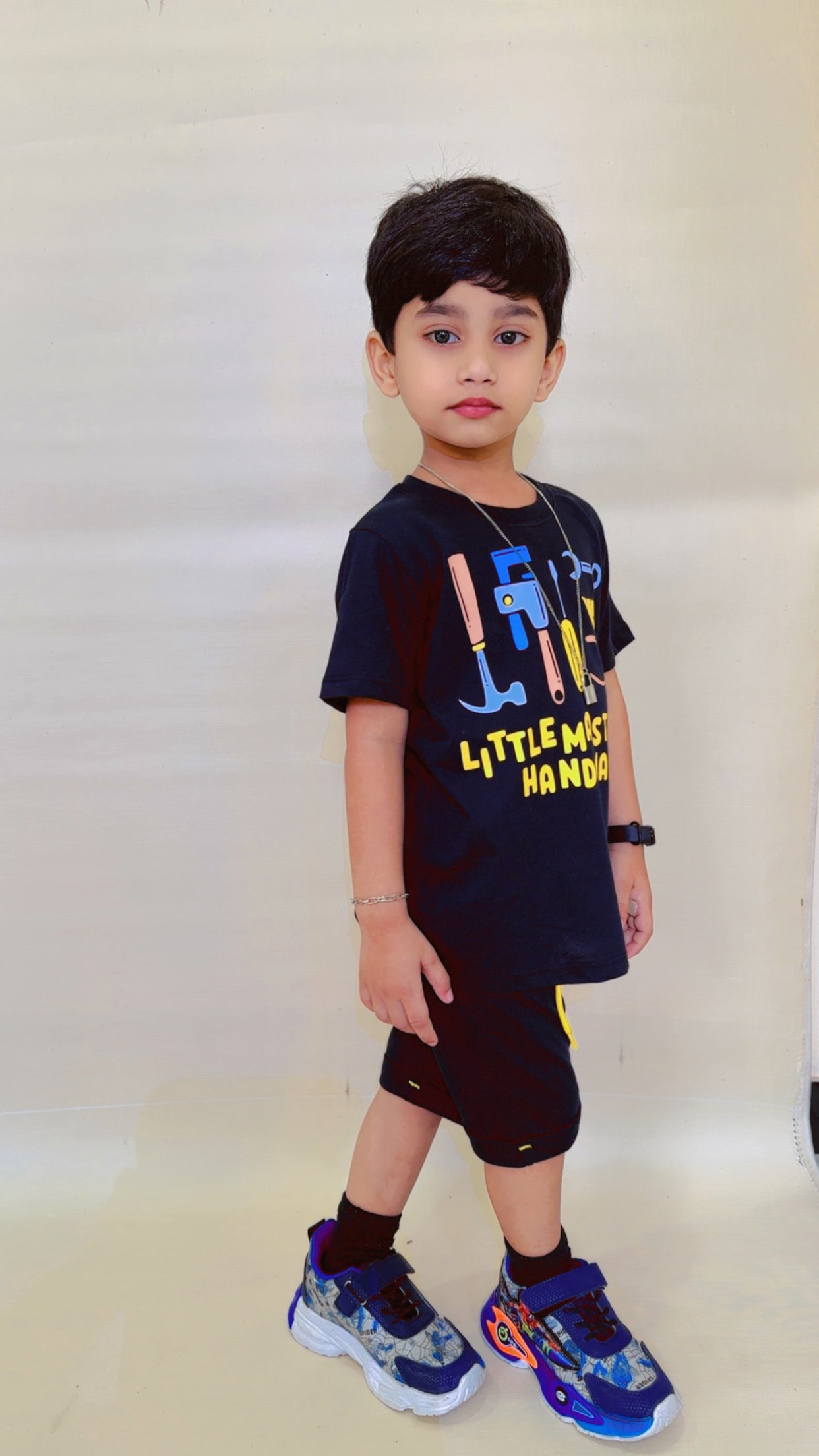 Little Master of Handmade Unisex Tee Black Colour Printed T Shirts Kids 100% Cotton Tees