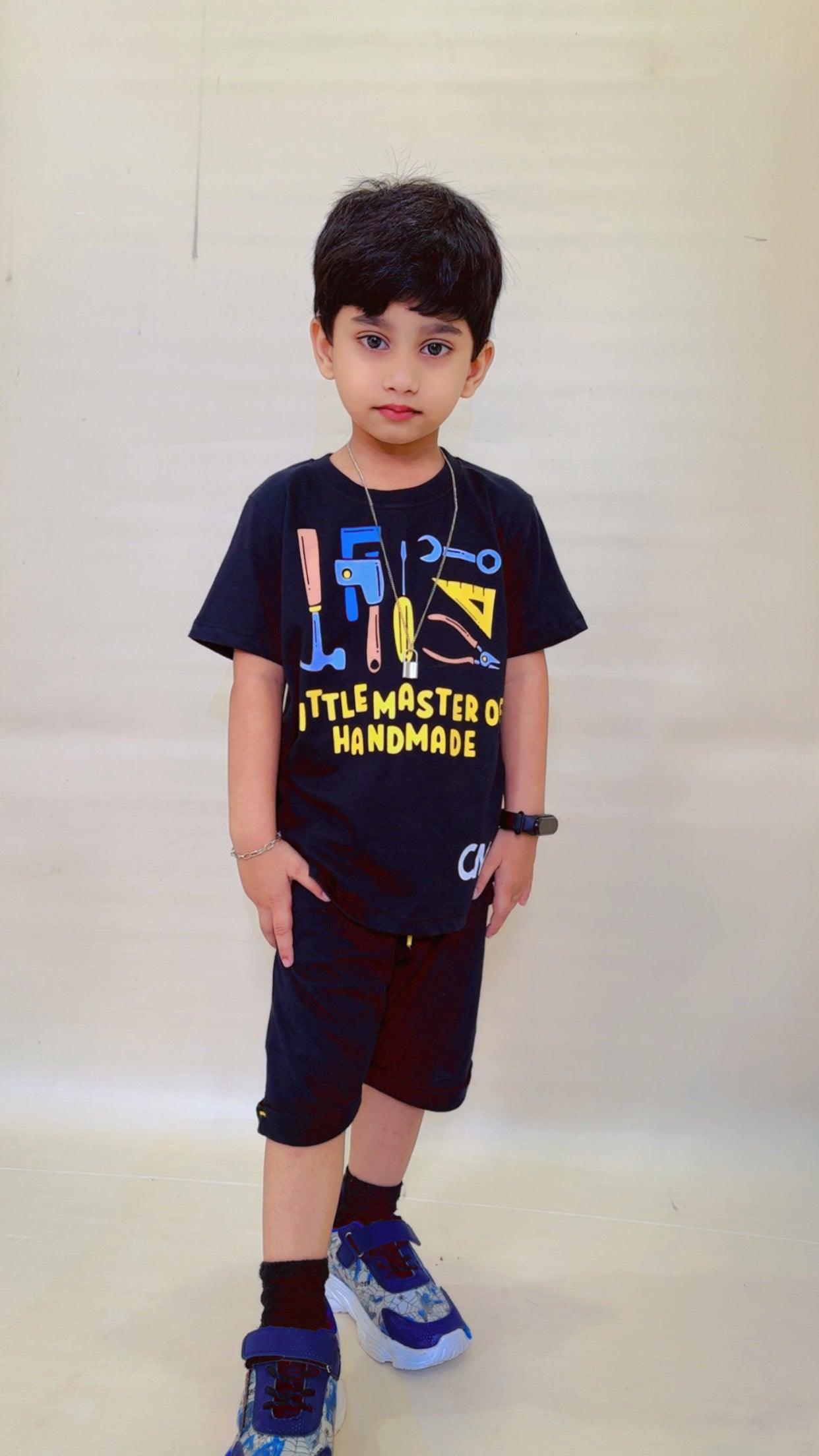 Little Master of Handmade Unisex Tee Black Colour Printed T Shirts Kids 100% Cotton Tees