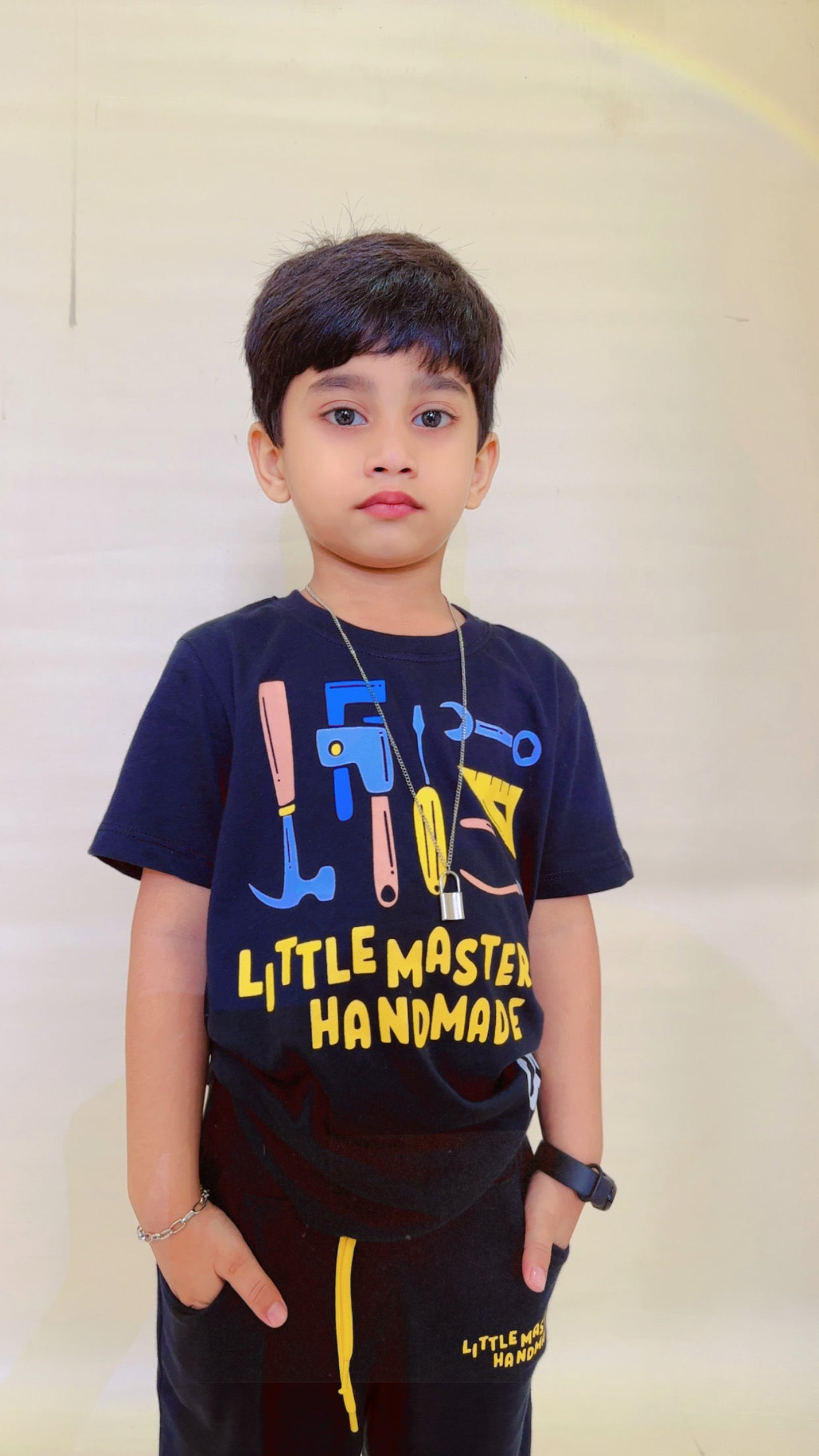 Little Master of Handmade Unisex Tee Black Colour Printed T Shirts Kids 100% Cotton Tees
