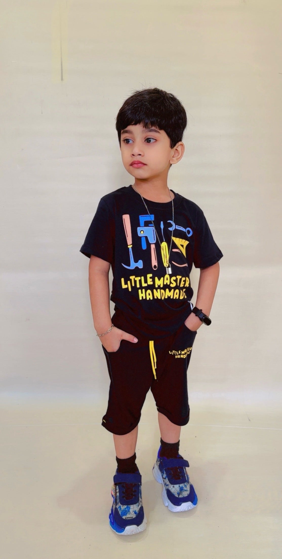 Little Master of Handmade Unisex Tee Black Colour Printed T Shirts Kids 100% Cotton Tees