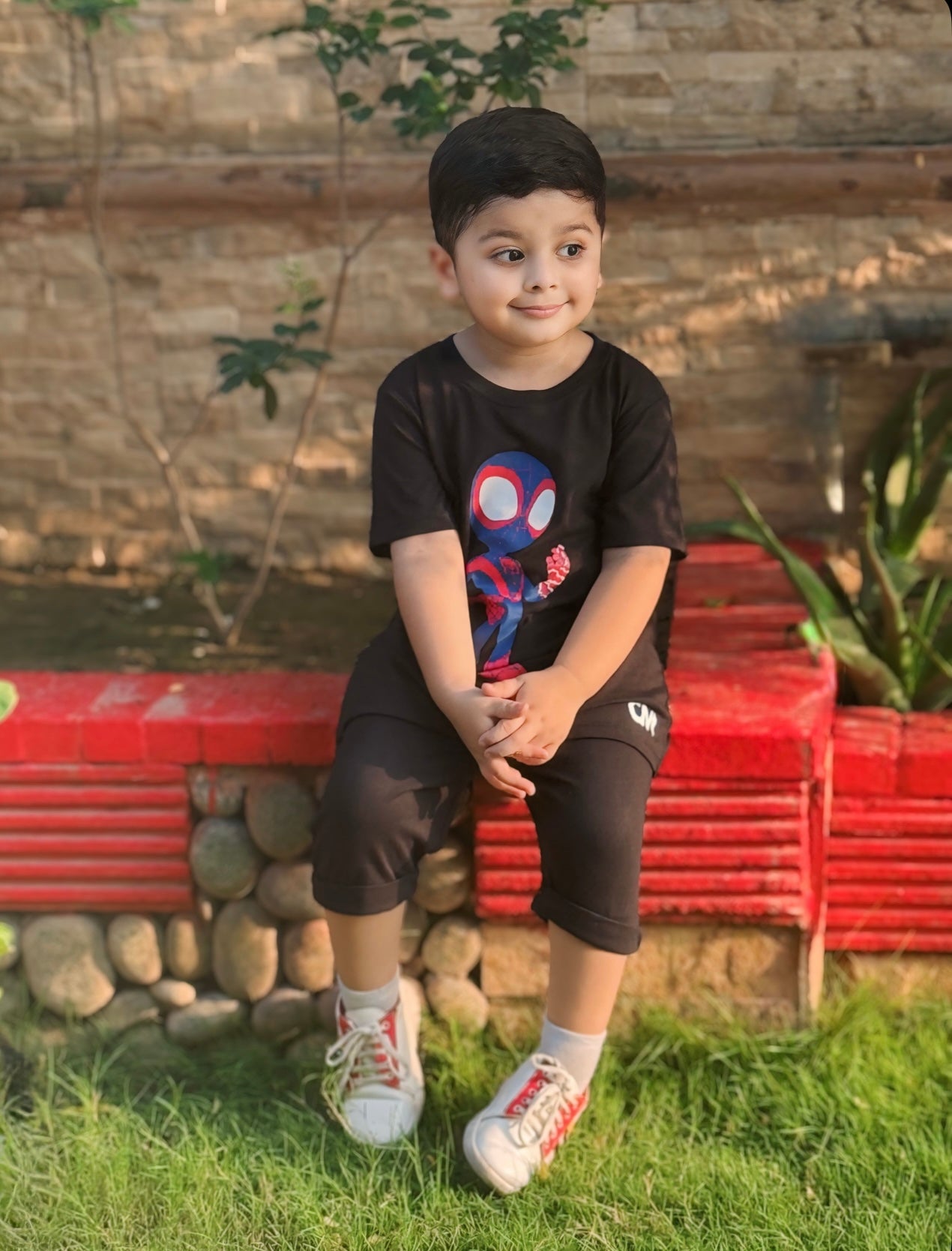 Spidey Print Tee Dark Navy Colour Printed T Shirts Kids 100% Cotton Spiderman Tees OR Shorts