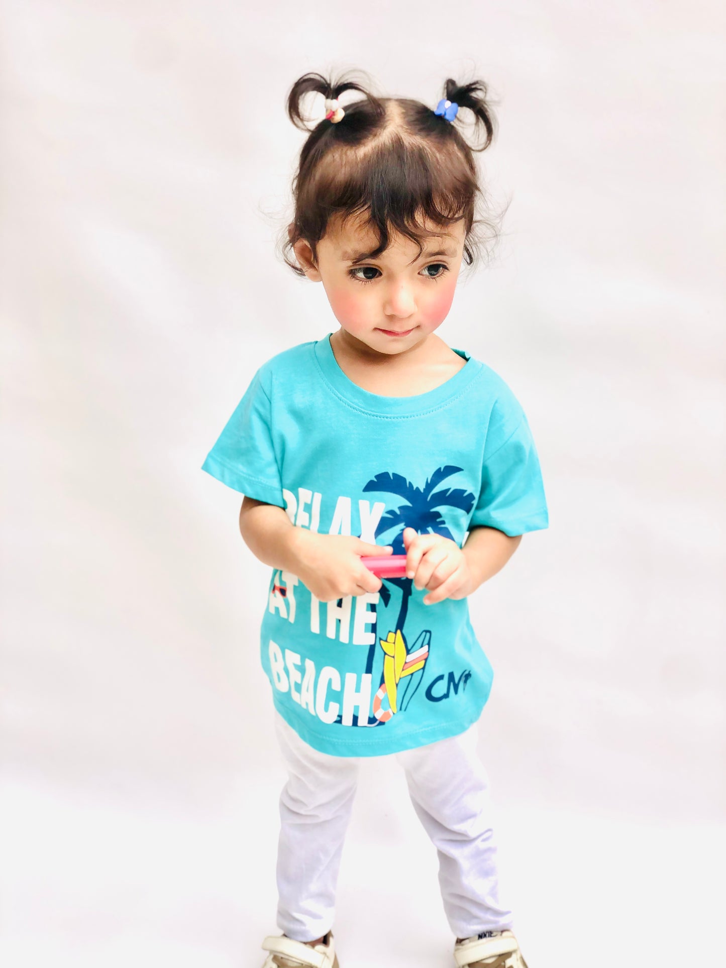 Relax at the Beach Unisex Tee Teal Colour Printed T Shirts Kids 100% Cotton Tees