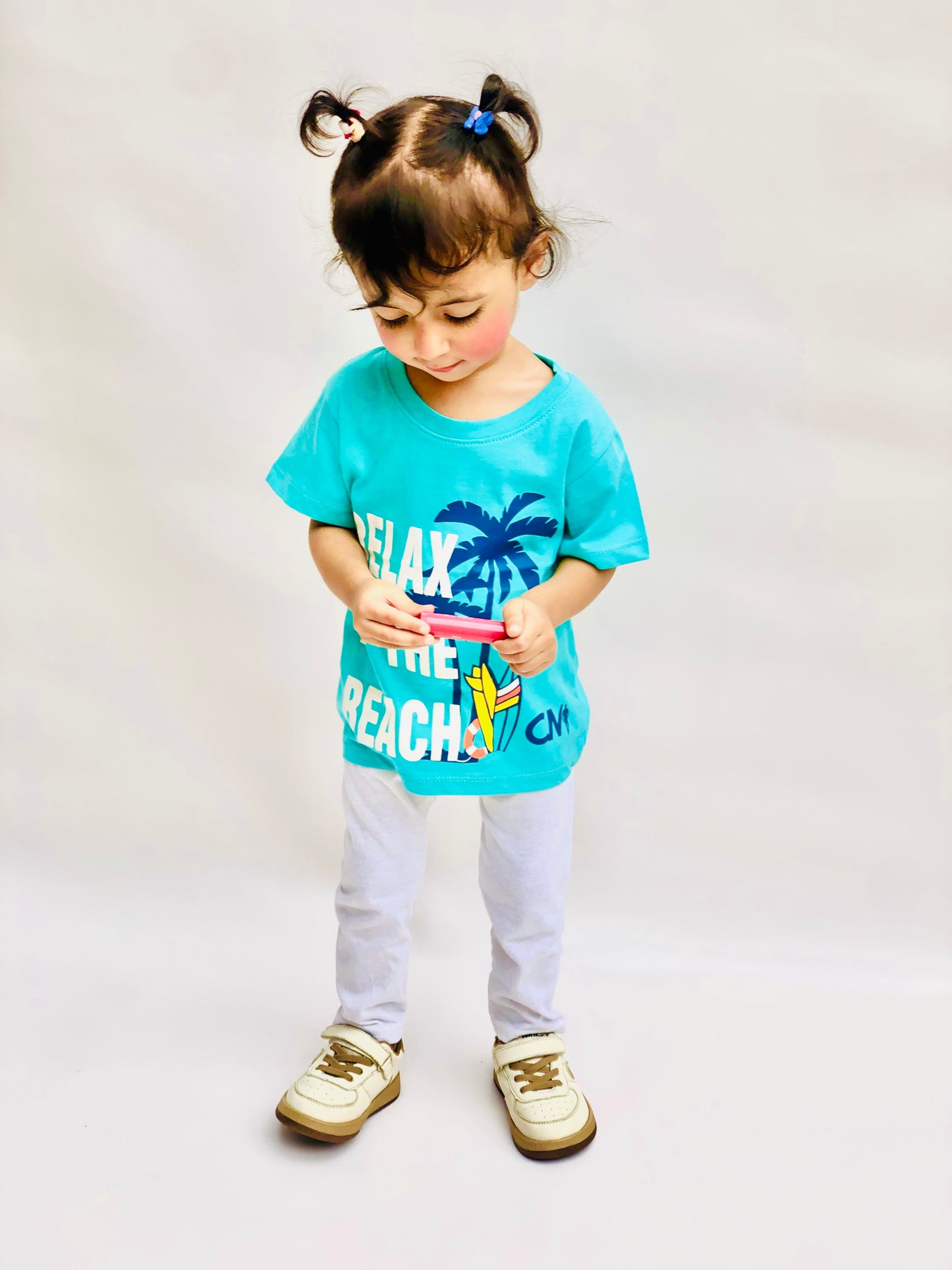 Relax at the Beach Unisex Tee Teal Colour Printed T Shirts Kids 100% Cotton Tees
