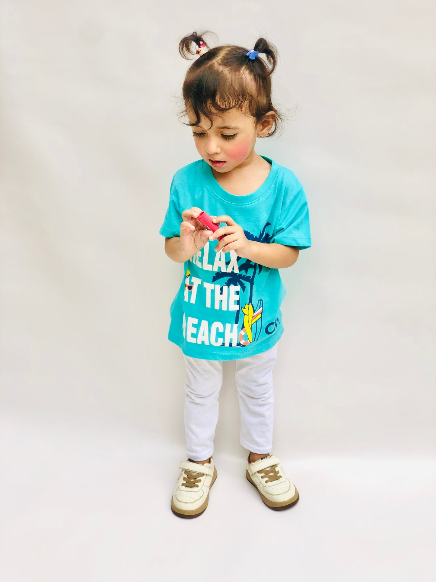 Relax at the Beach Unisex Tee Teal Colour Printed T Shirts Kids 100% Cotton Tees