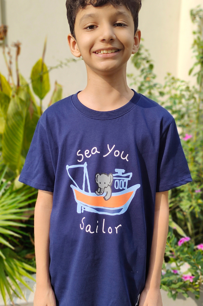Sea You Sailor Navy Colour Tee Kids 100% Cotton T Shirts