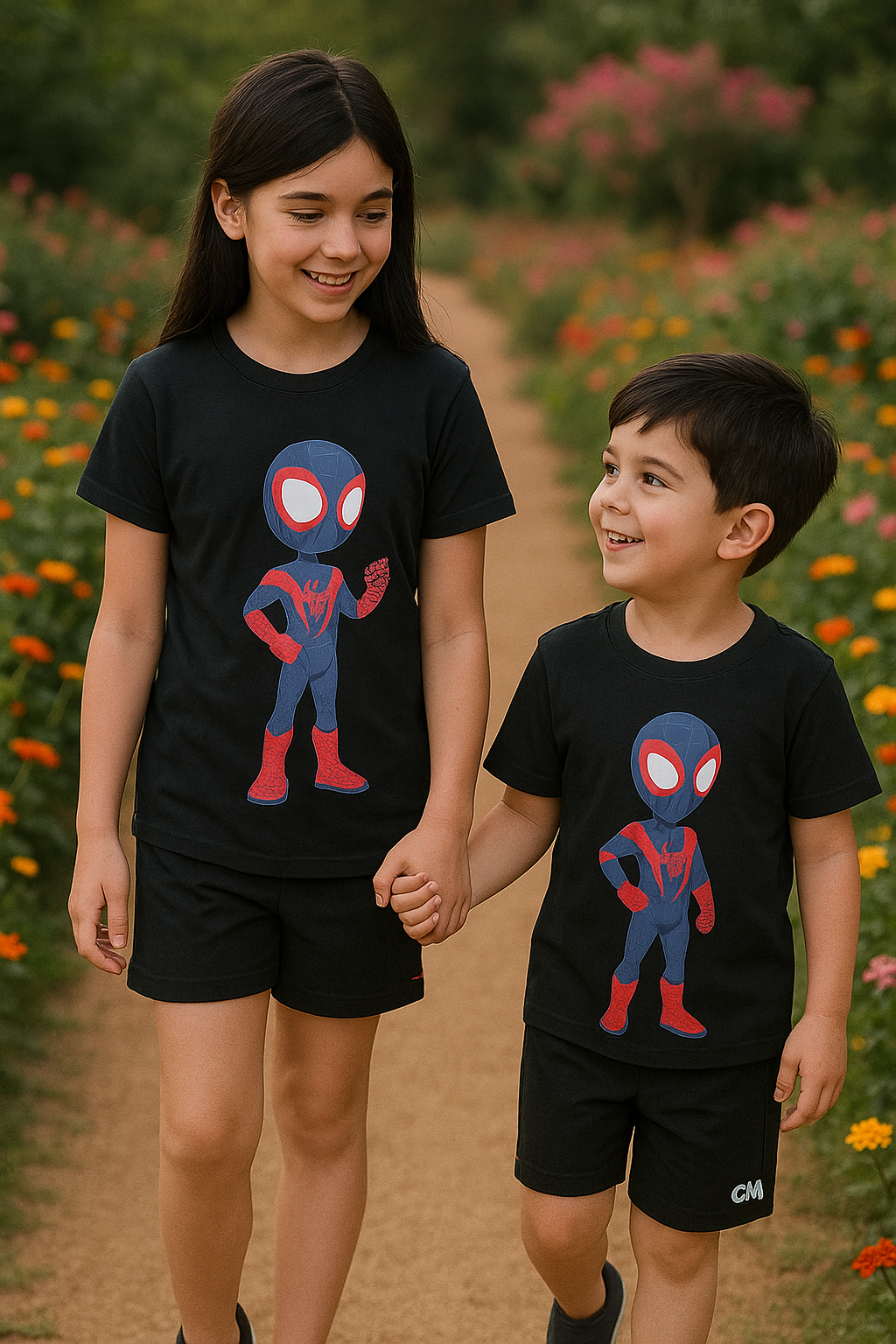 Spidey Print Tee Dark Navy Colour Printed T Shirts Kids 100% Cotton Spiderman Tees OR Shorts