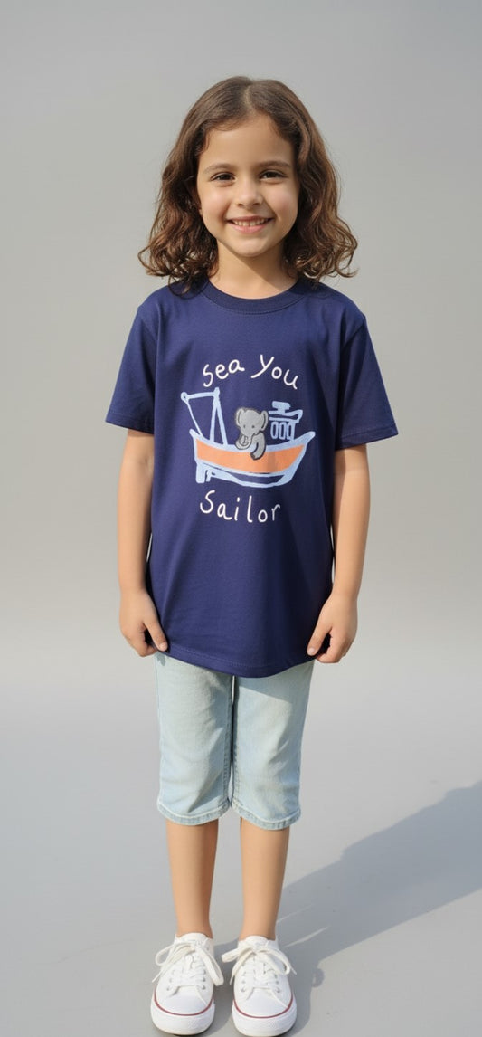 Sea You Sailor Navy Colour Tee Kids 100% Cotton T Shirts