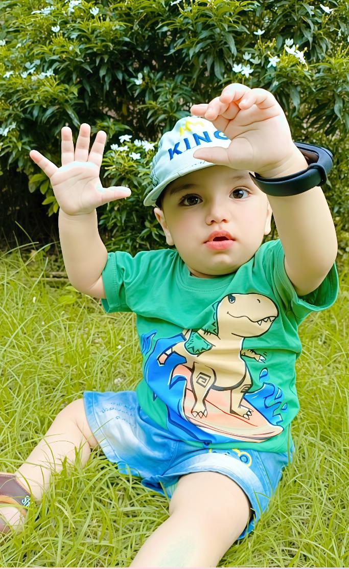 Dinosaur Water Skateboard Print Tee Light Green Colour Printed T Shirts Kids 100% Cotton Tees