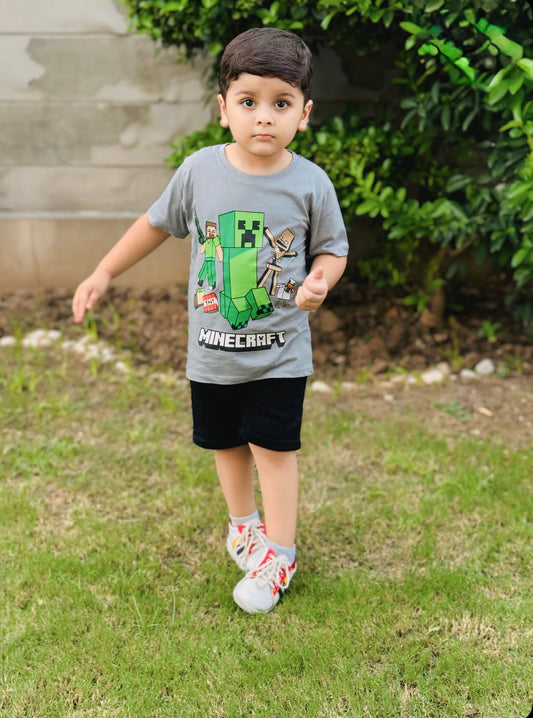 Minecraft Print Tee Colour Printed T Shirts Kids 100% Cotton Tees