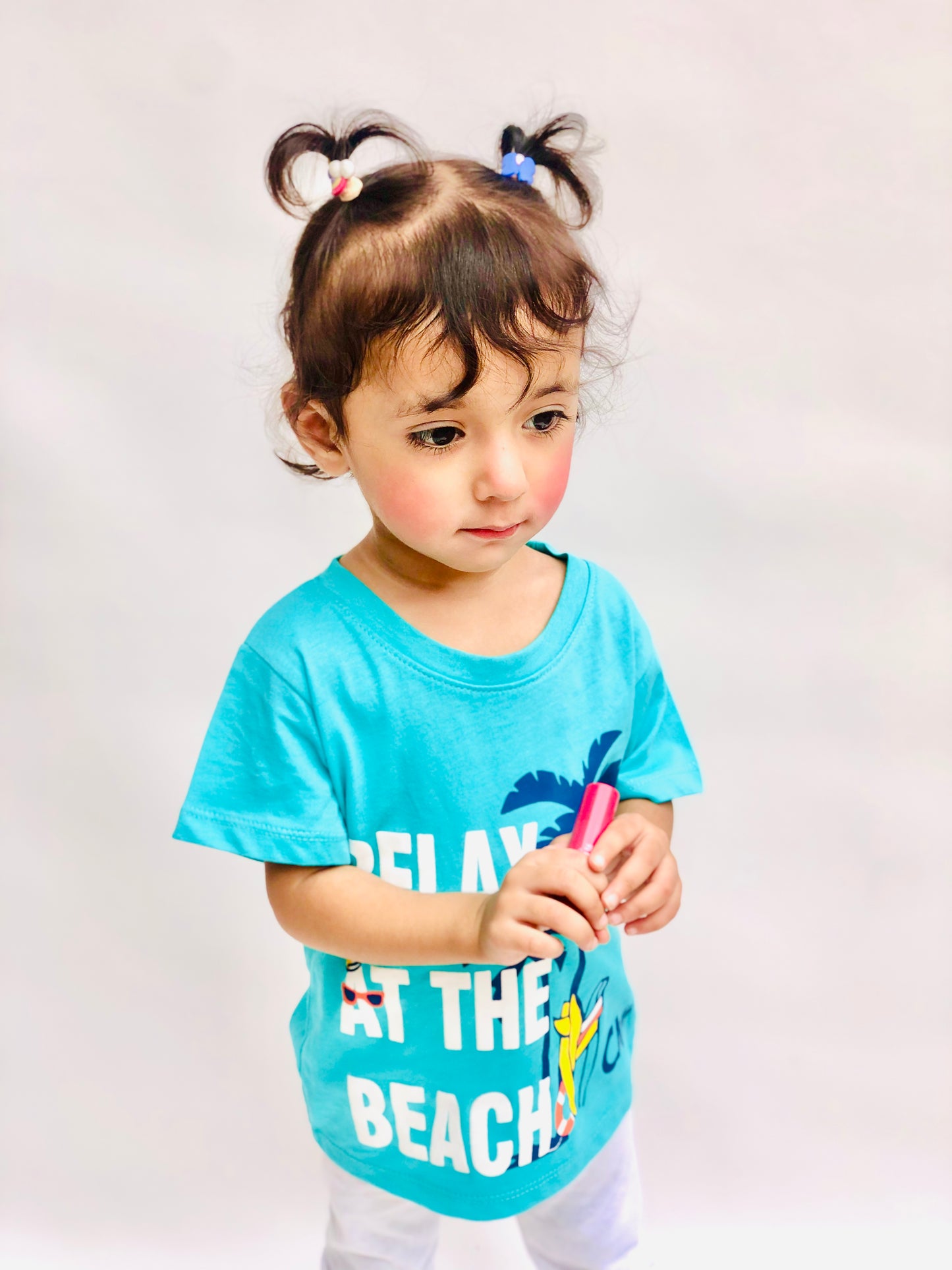 Relax at the Beach Unisex Tee Teal Colour Printed T Shirts Kids 100% Cotton Tees