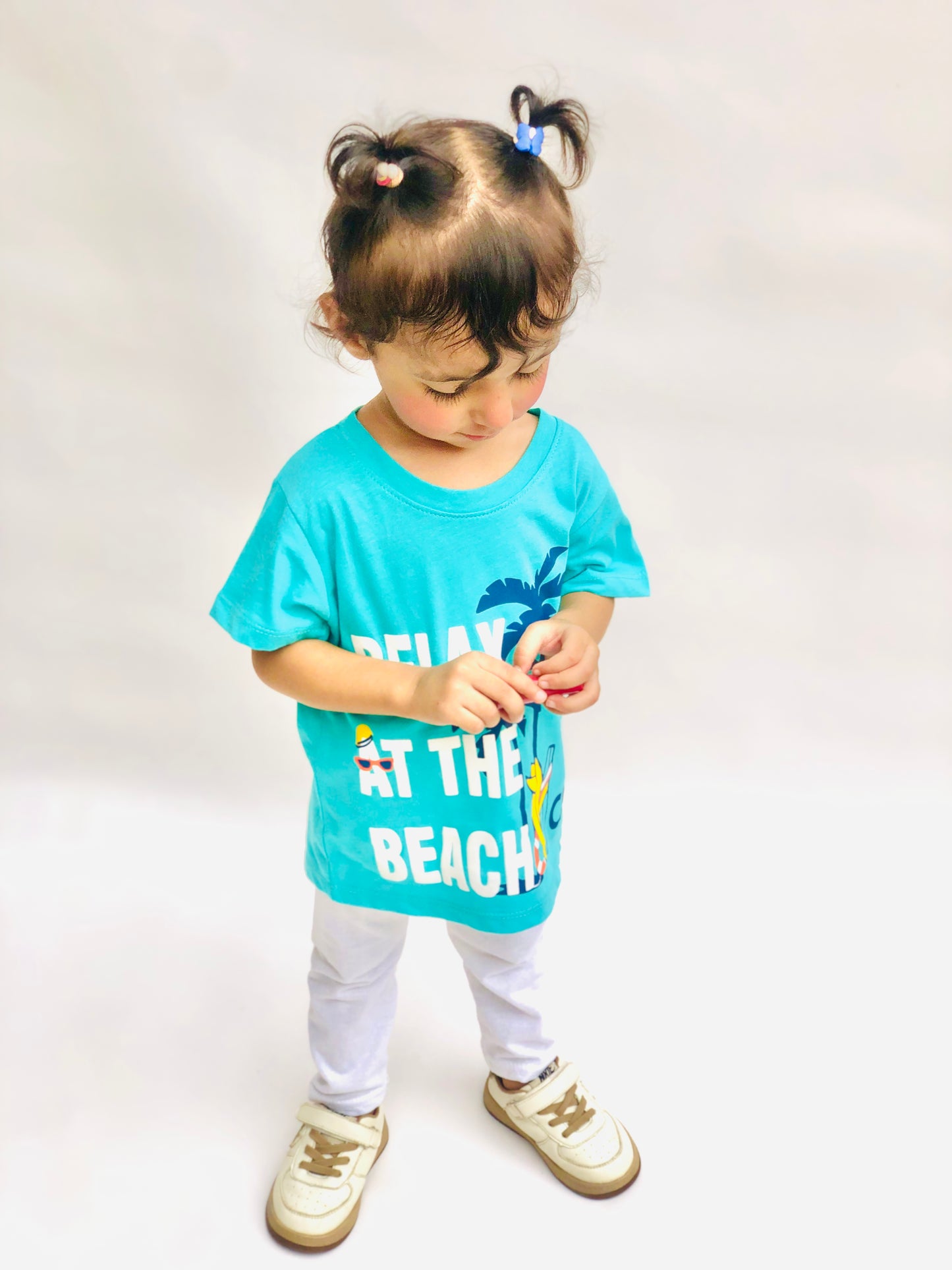 Relax at the Beach Unisex Tee Teal Colour Printed T Shirts Kids 100% Cotton Tees