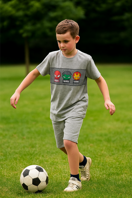 Marvel Superheroes Unisex Girls & Boys Light Grey Colour T-Shirt 100% Cotton Tees for Kids