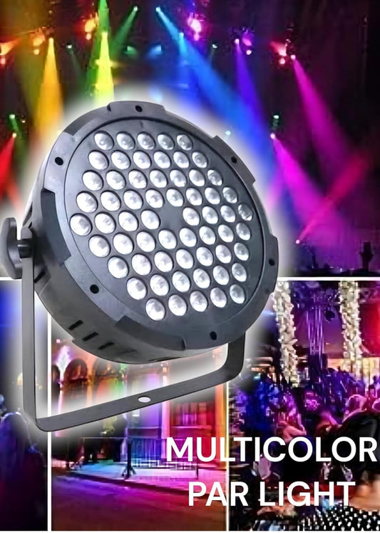 Multicolor par light with dynamic lighting effects on a dark background
