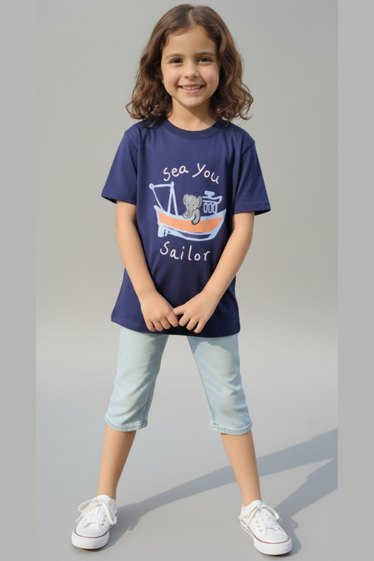 Sea You Sailor Navy Colour Tee Kids 100% Cotton T Shirts