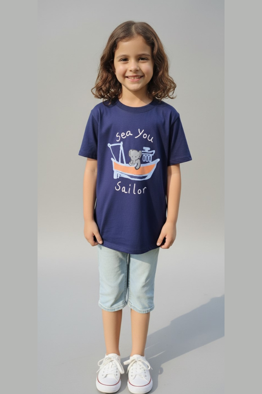Sea You Sailor Navy Colour Tee Kids 100% Cotton T Shirts